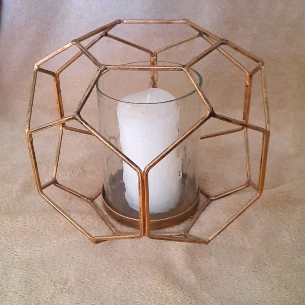 Geometric Gold Candle Holder